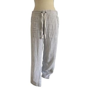 Athleta Linen Gray Striped Ankle Pants Size 8